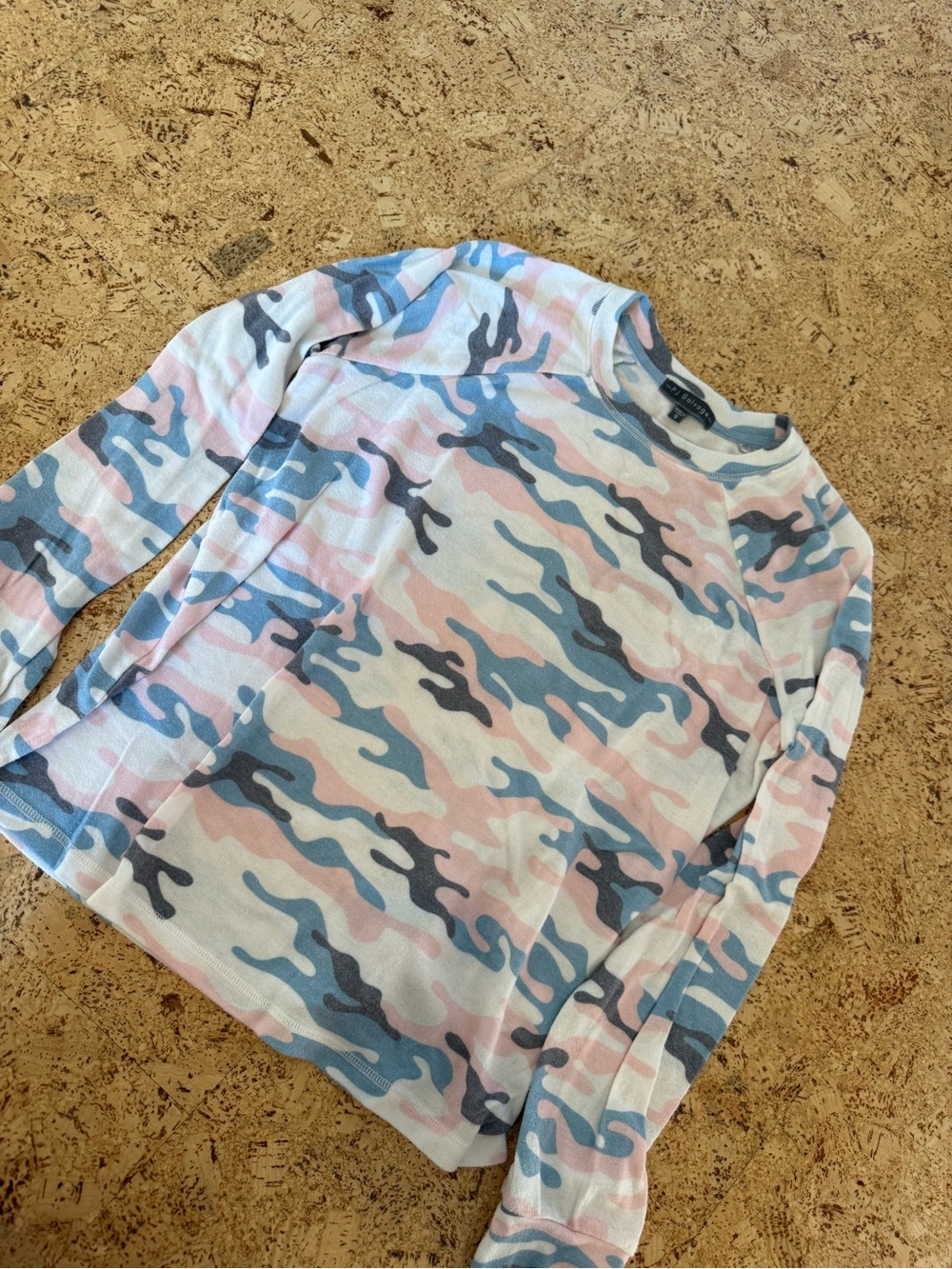 PJ Salvage Pink Blue Gray Camo Thermal Pajama Set - Picture 2 of 4